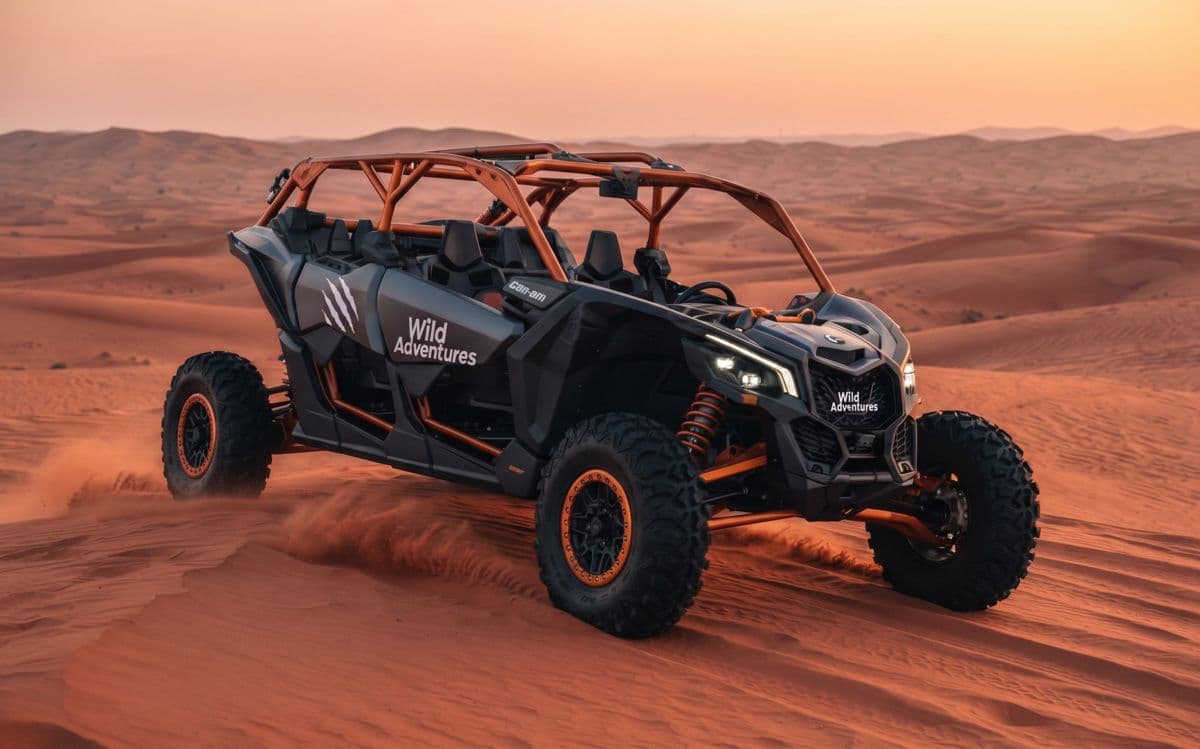 Can-Am Maverick X3 Turbo 4 seats in Wild Adventures colours on the Dubai dunes