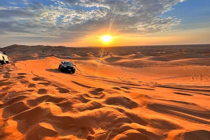 4x4 dune bashing at sunset