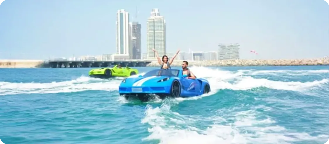 Jetcars racing along the Dubai coast
