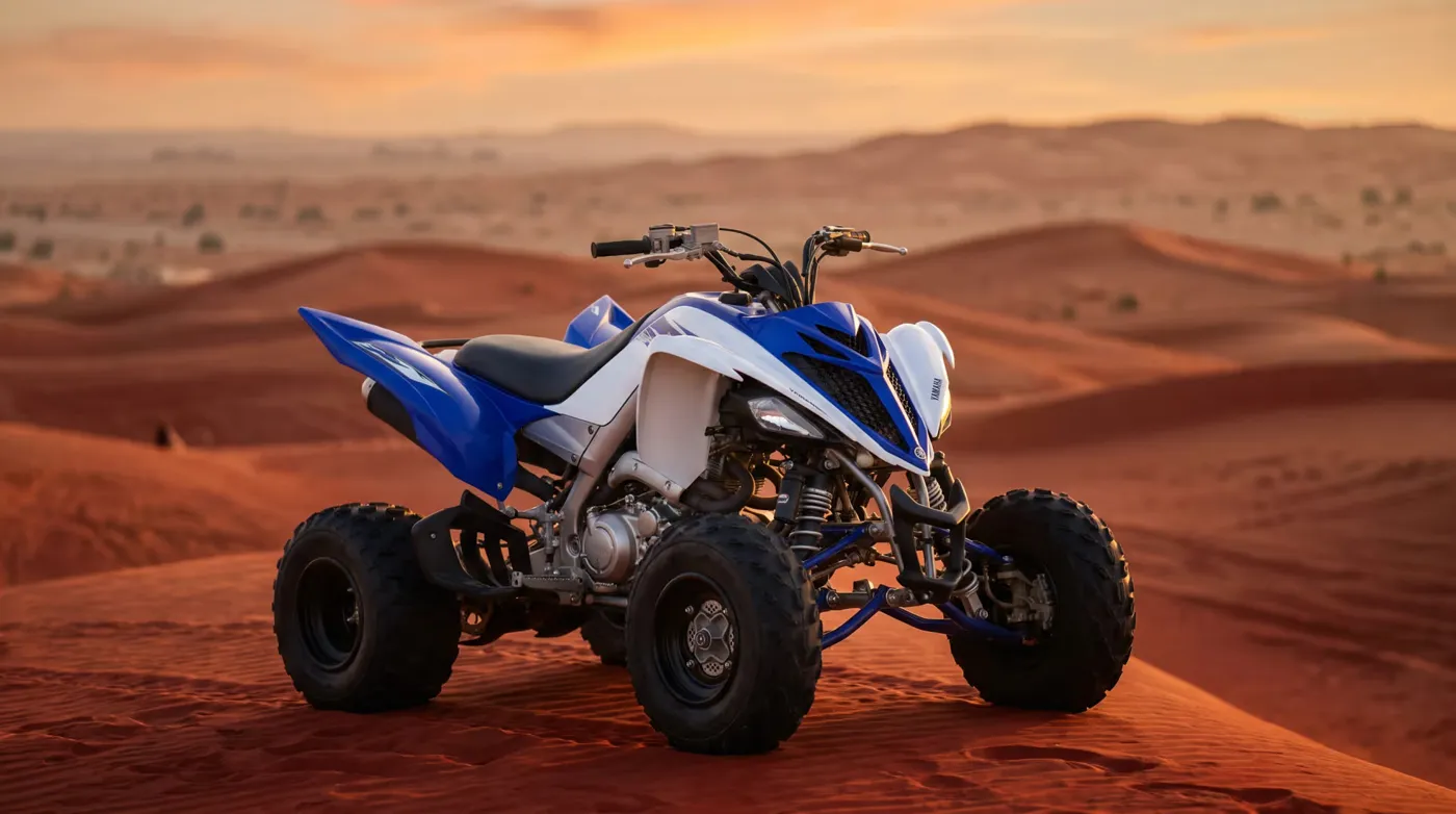 Yamaha Raptor 700 manual sport quad on the Dubai dunes، صورة 2