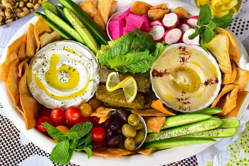 Arabic mezze platter at the camp